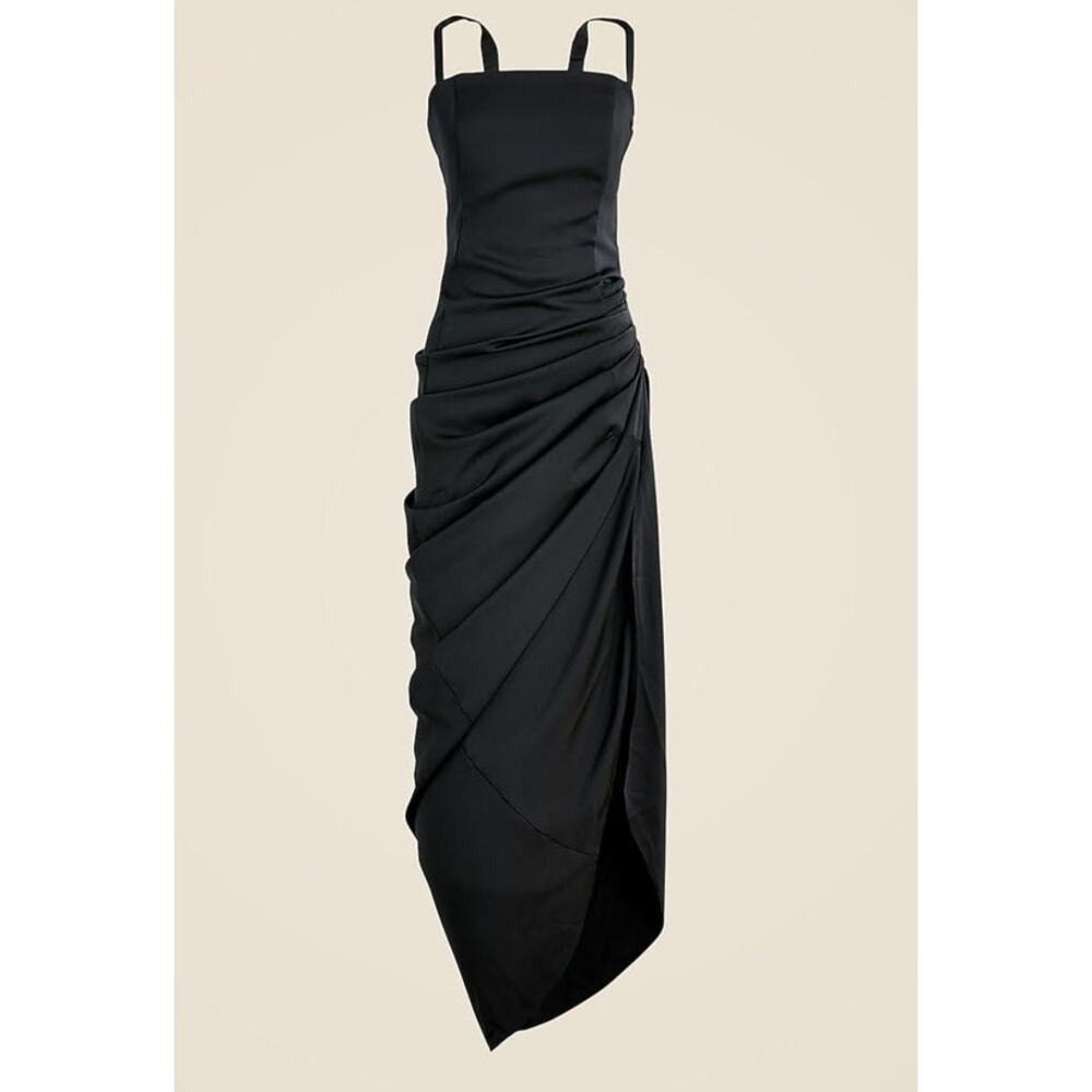 NWT J. Crew Collection Asymmetrical Ruched Dress In Stretch Satin 12 - Picture 3 of 7